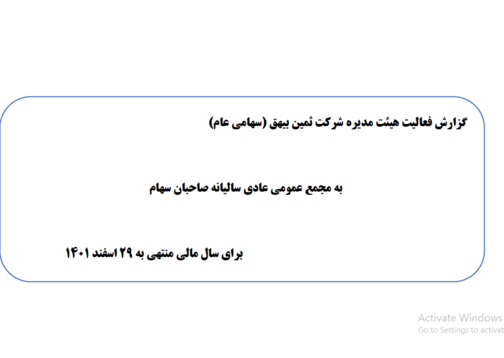 گزارش فعالیت هیات مدیره در سال مالی منتهی به 29  اسفند 1401